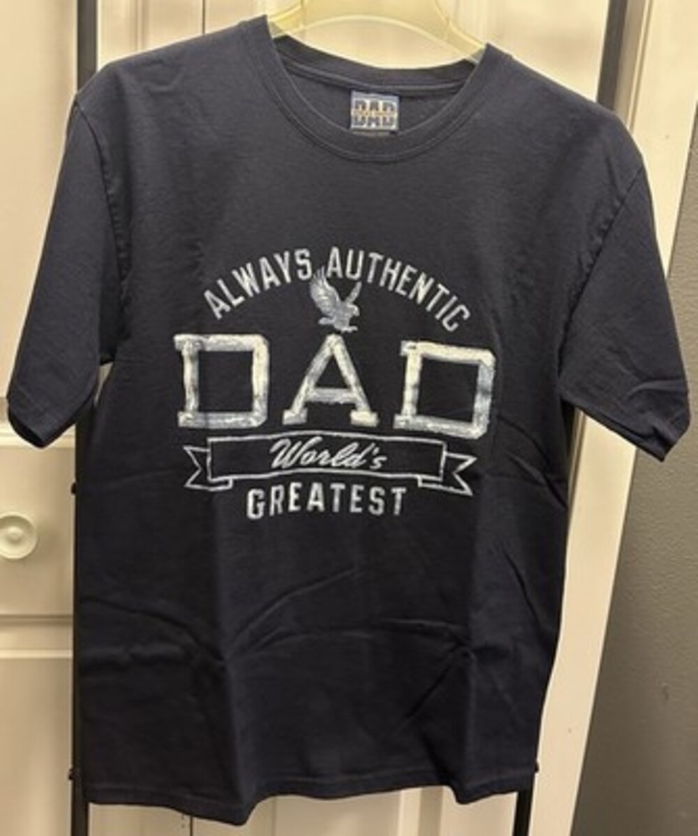 World's Greatest Dad Men's M Black Graphic T-Shirt Always Authentic 100% Cotton